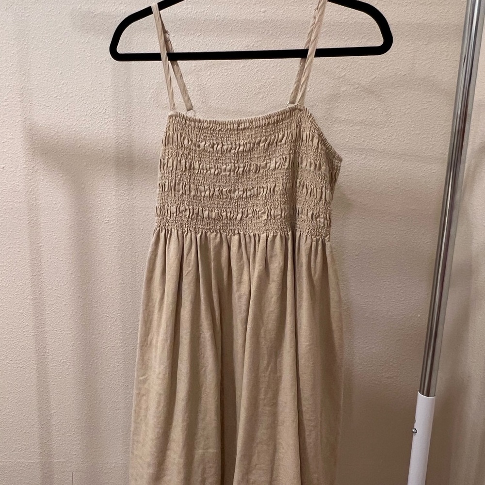 Beige Smocked Sundress